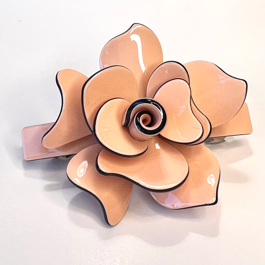 “Opulent Peach-Nude French Barrette for a Subtle yet Luxurious Hair Statement.”