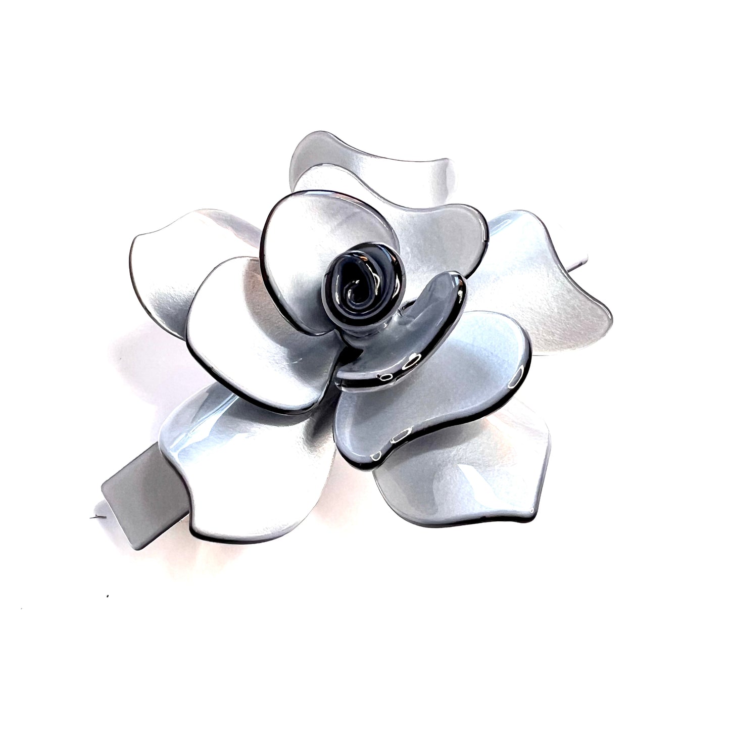 “Sophisticated Silver French Barrette for a Timeless Hair Accent.”