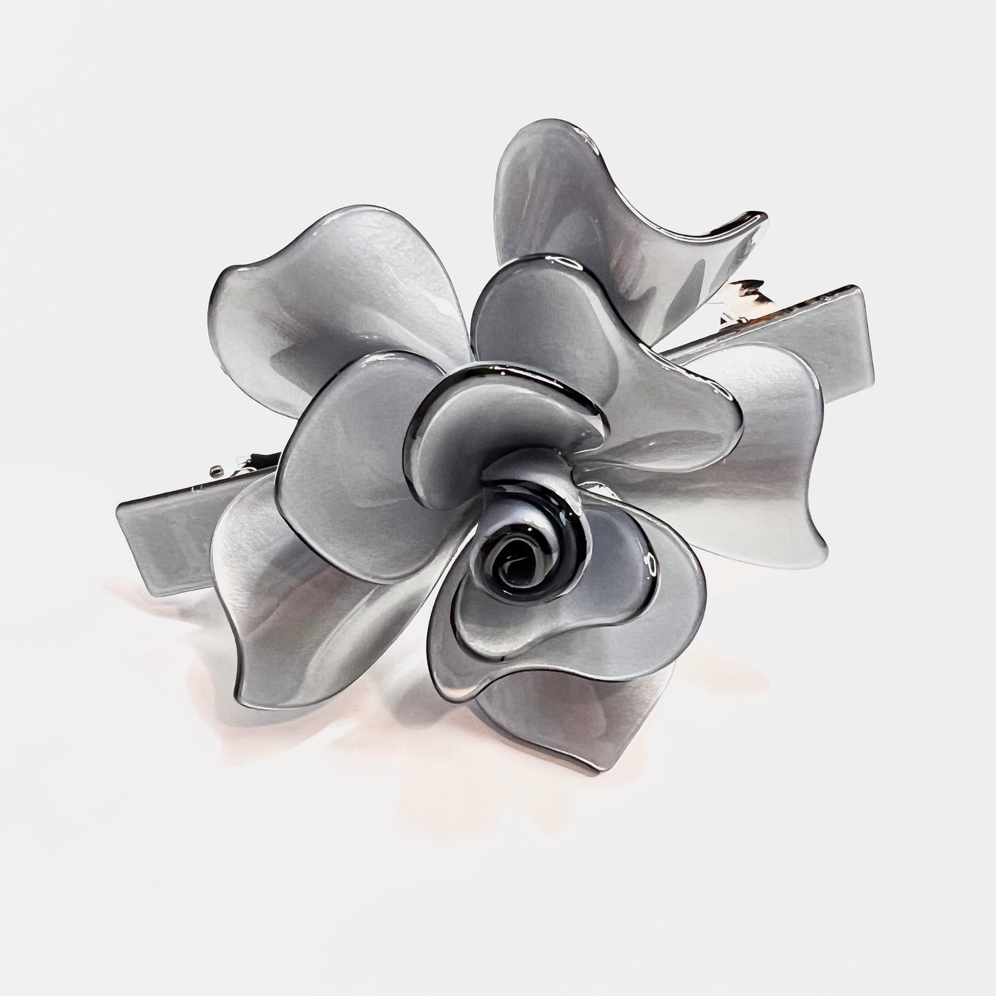 “Sophisticated Silver French Barrette for a Timeless Hair Accent.”