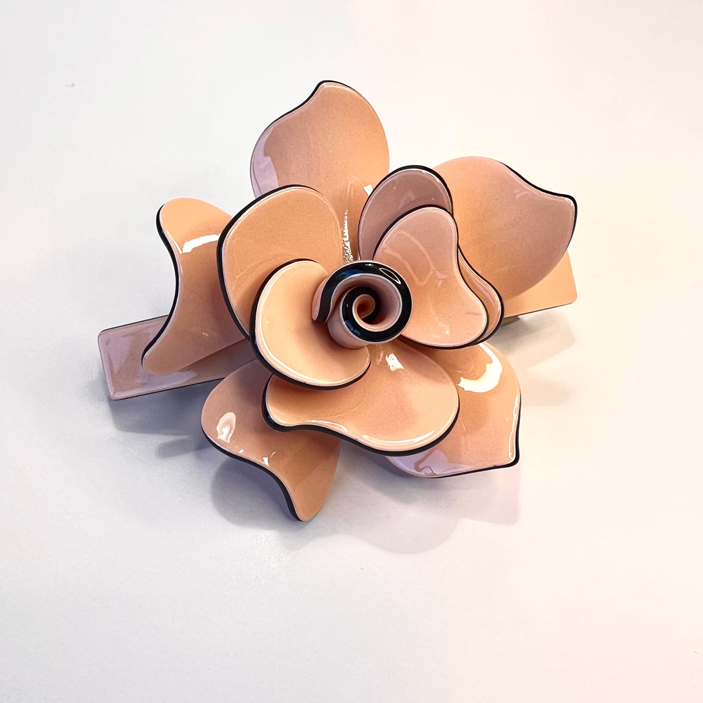 “Opulent Peach-Nude French Barrette for a Subtle yet Luxurious Hair Statement.”