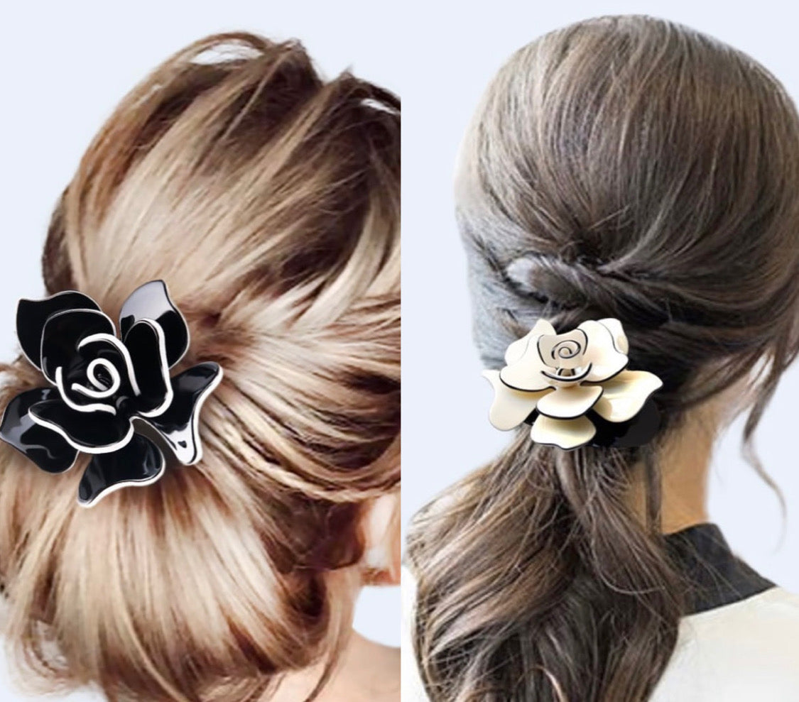 “Black Deluxe French Barrette for an Elegant Hair Statement.”