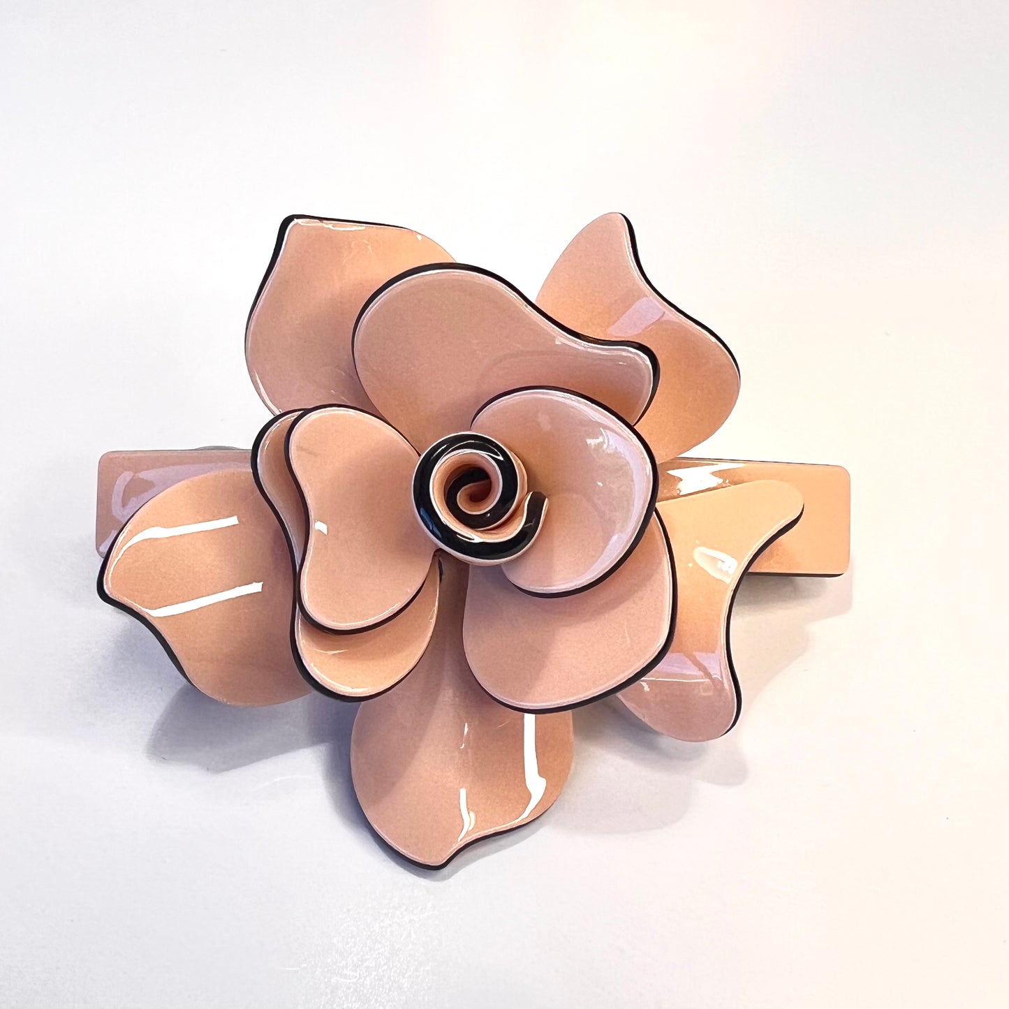 “Opulent Peach-Nude French Barrette for a Subtle yet Luxurious Hair Statement.”