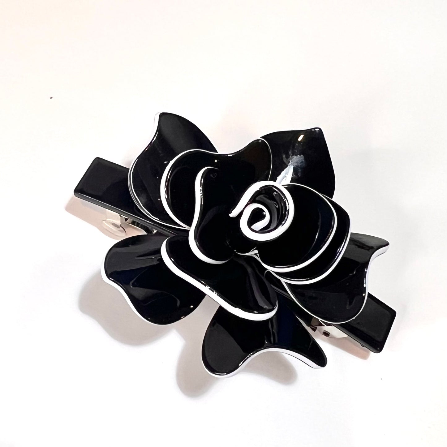 “Black Deluxe French Barrette for an Elegant Hair Statement.”