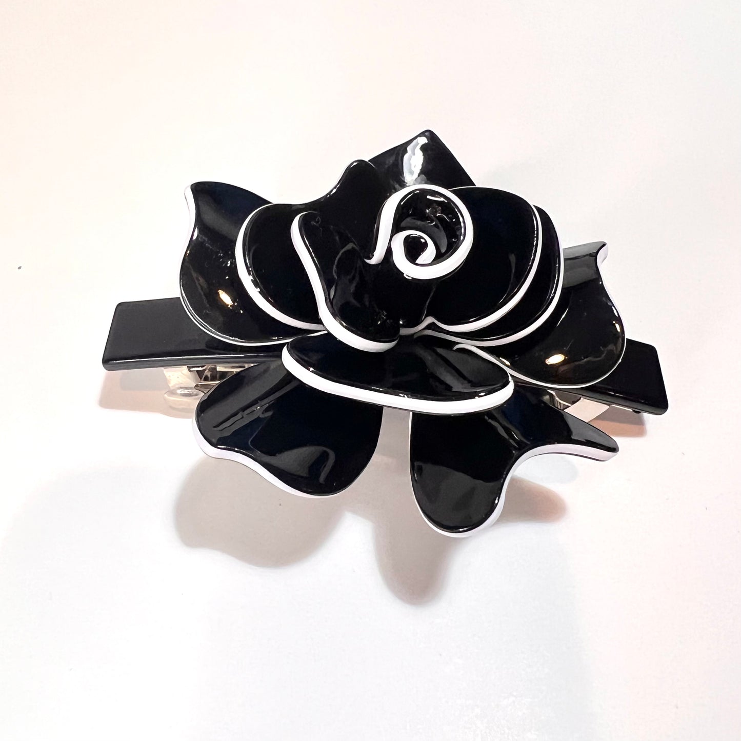 “Black Deluxe French Barrette for an Elegant Hair Statement.”