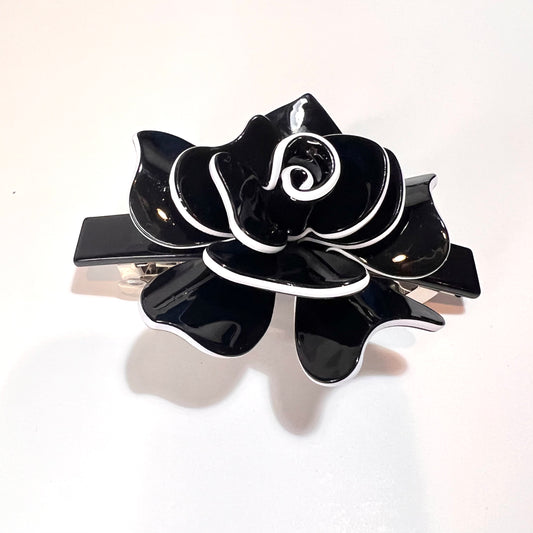 “Black Deluxe French Barrette for an Elegant Hair Statement.”